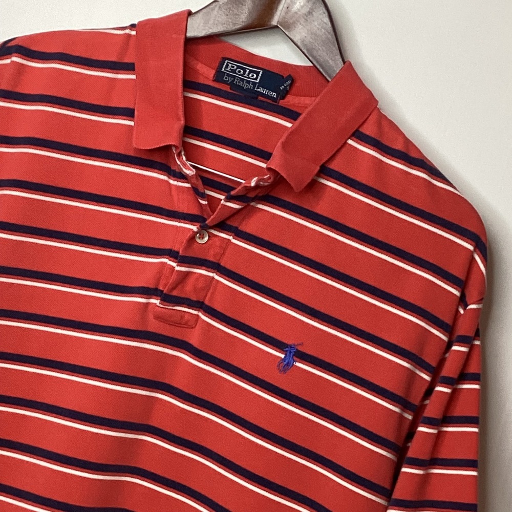 Polo by Ralph Lauren Mens Striped Polo Shirt Red White Blue Size Large